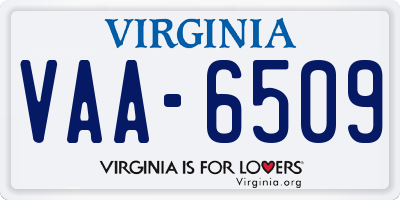 VA license plate VAA6509