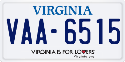 VA license plate VAA6515