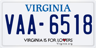 VA license plate VAA6518