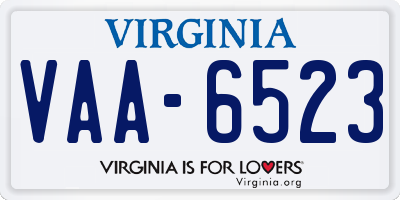 VA license plate VAA6523