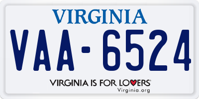 VA license plate VAA6524