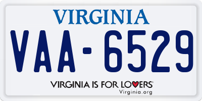 VA license plate VAA6529