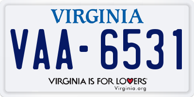 VA license plate VAA6531