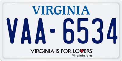 VA license plate VAA6534