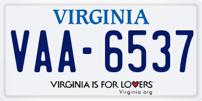 VA license plate VAA6537