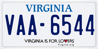 VA license plate VAA6544