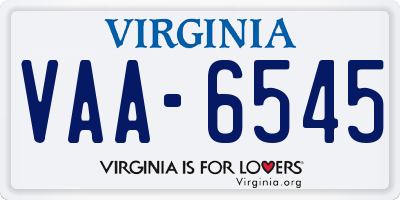 VA license plate VAA6545