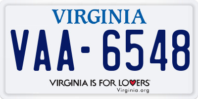 VA license plate VAA6548