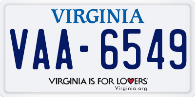 VA license plate VAA6549
