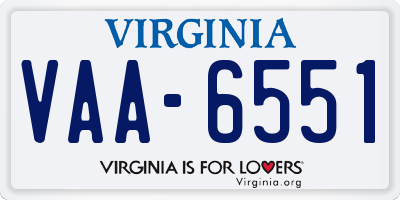 VA license plate VAA6551