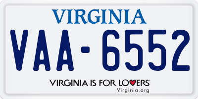 VA license plate VAA6552