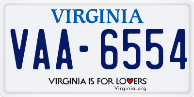 VA license plate VAA6554