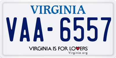 VA license plate VAA6557