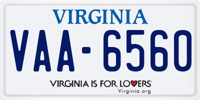 VA license plate VAA6560