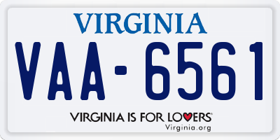 VA license plate VAA6561