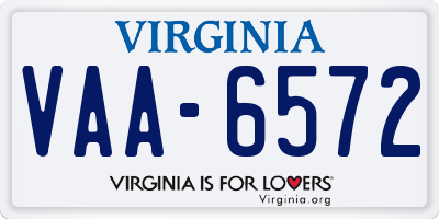 VA license plate VAA6572