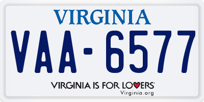 VA license plate VAA6577