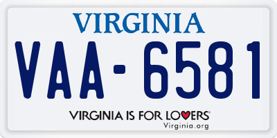 VA license plate VAA6581