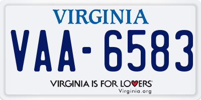 VA license plate VAA6583