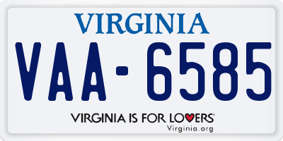 VA license plate VAA6585