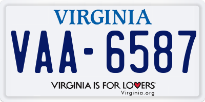 VA license plate VAA6587