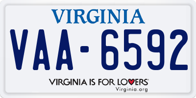 VA license plate VAA6592