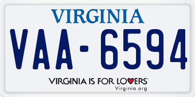 VA license plate VAA6594