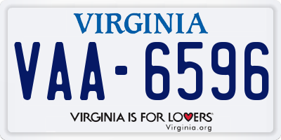 VA license plate VAA6596