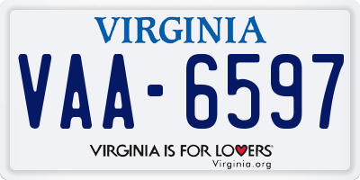 VA license plate VAA6597