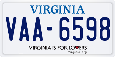 VA license plate VAA6598