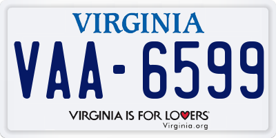VA license plate VAA6599