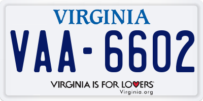 VA license plate VAA6602
