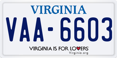 VA license plate VAA6603