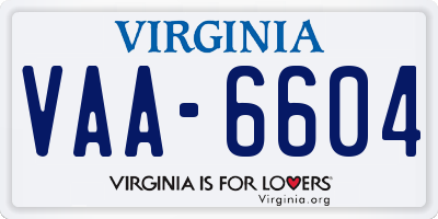 VA license plate VAA6604