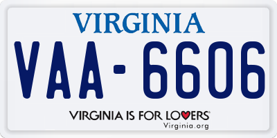 VA license plate VAA6606