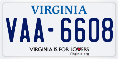 VA license plate VAA6608