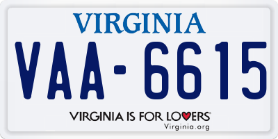 VA license plate VAA6615