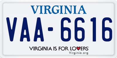 VA license plate VAA6616