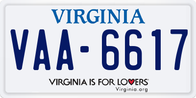 VA license plate VAA6617