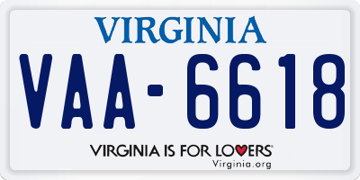 VA license plate VAA6618