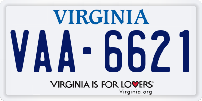 VA license plate VAA6621