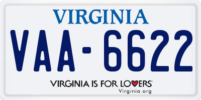 VA license plate VAA6622