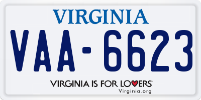 VA license plate VAA6623