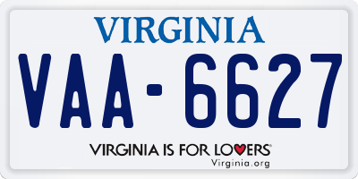 VA license plate VAA6627