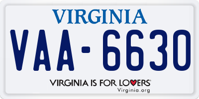 VA license plate VAA6630