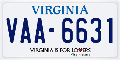 VA license plate VAA6631