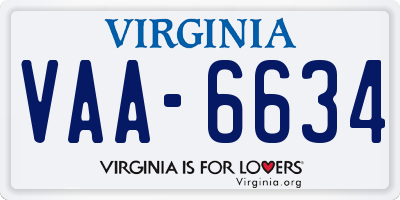 VA license plate VAA6634