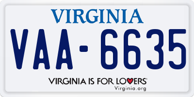 VA license plate VAA6635