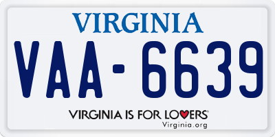 VA license plate VAA6639