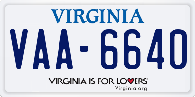 VA license plate VAA6640